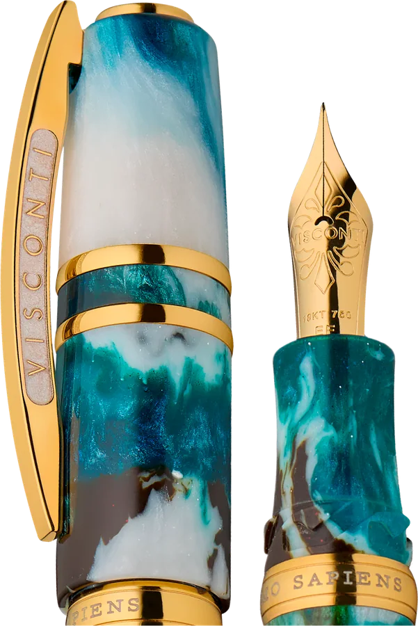 Stylo plume Visconti Homo Sapiens en résine bleue marbrée