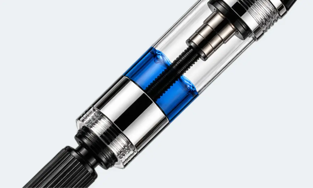Convertisseur à vis rempli d’encre bleue